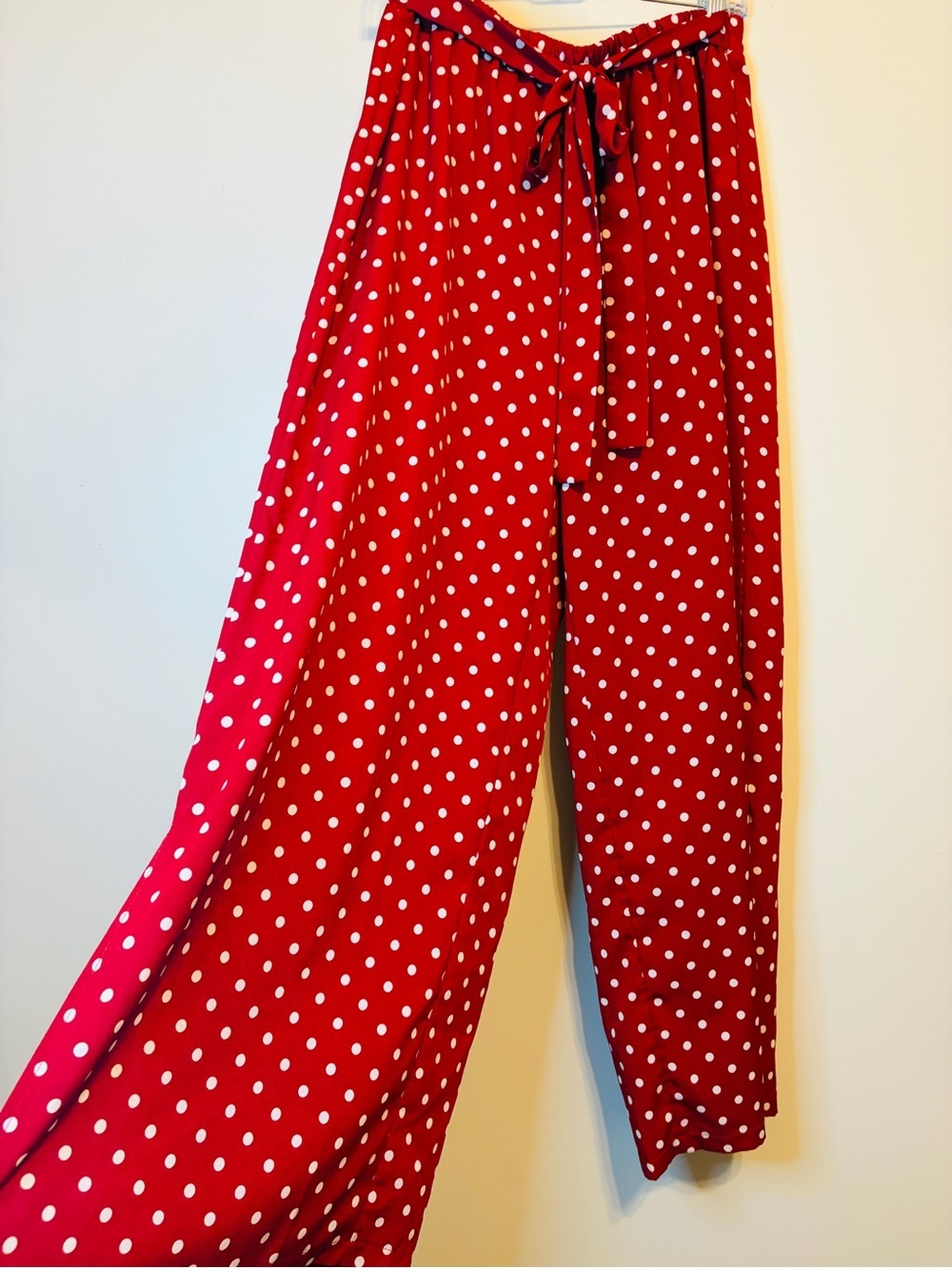 SHEIN Red Polka Dot Wide Leg Pants - Picture 3 of 6